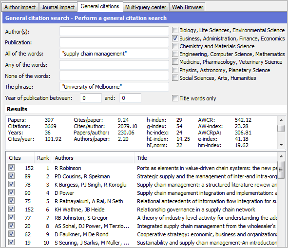 Institutional search