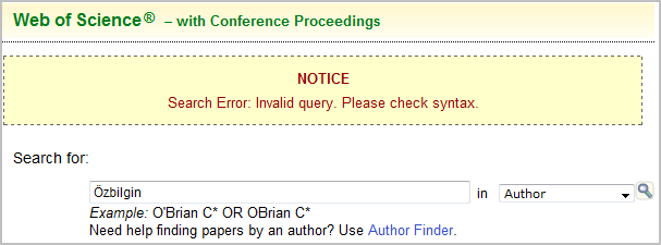 WoS invalid query